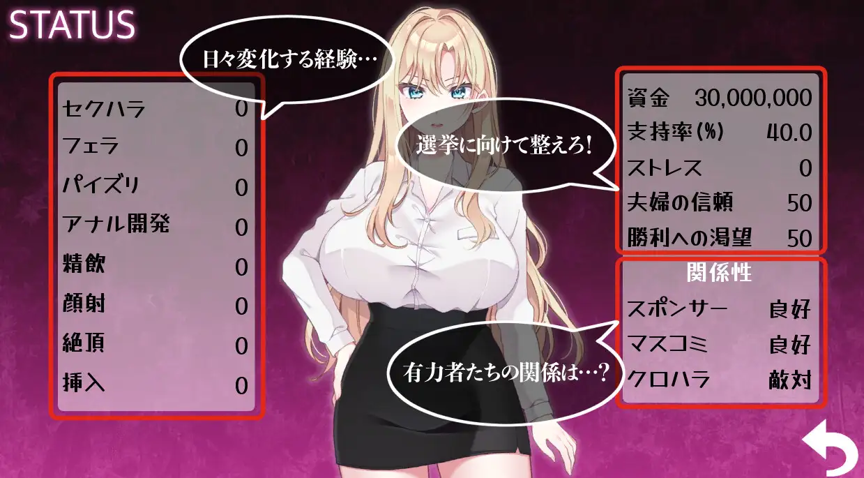 新作[拨作SLG/巨乳/爆乳] NTR POLITICS JP～爆乳政治家的选举活动记录！输给政敌什么的才不可能～ NTR POLITICS JP 〜爆乳政治家の選挙活動記録！政敵に負けるなんてアリエナイ〜 正式版+自带全回想 [630M]