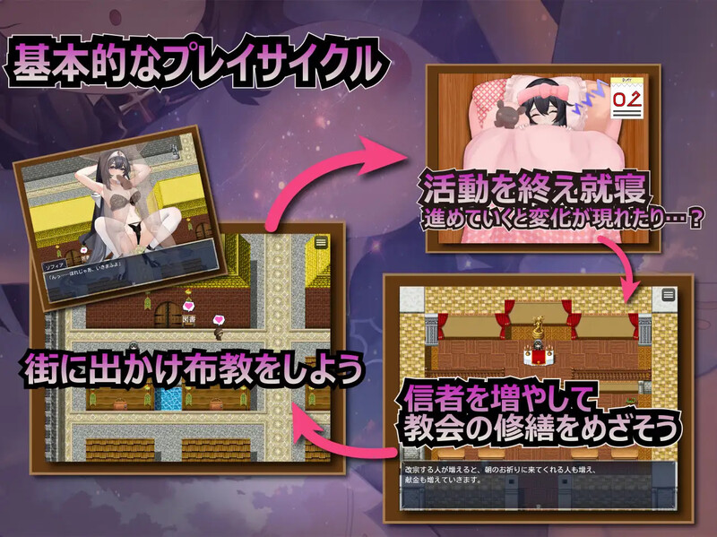 增添AZ【探索RPG/拘束恶堕/魅魔】纯真修女的淫魔禁断誓约（純真シスターの淫乱サキュバス禁断誓約）内嵌AI汉化版+作弊码 [PC+安卓2.40G]