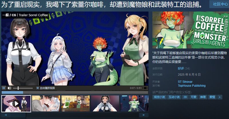 新作[互动SLG/魔物娘/动态] 为了重启现实，我喝下了索蕾尔咖啡，却遭到魔物娘和武装特工的追捕。I drink Sorrel Coffee to reboot reality, but I’m being hunted by Monster Girls and armed agents. STEAM官中版 [2.10G]