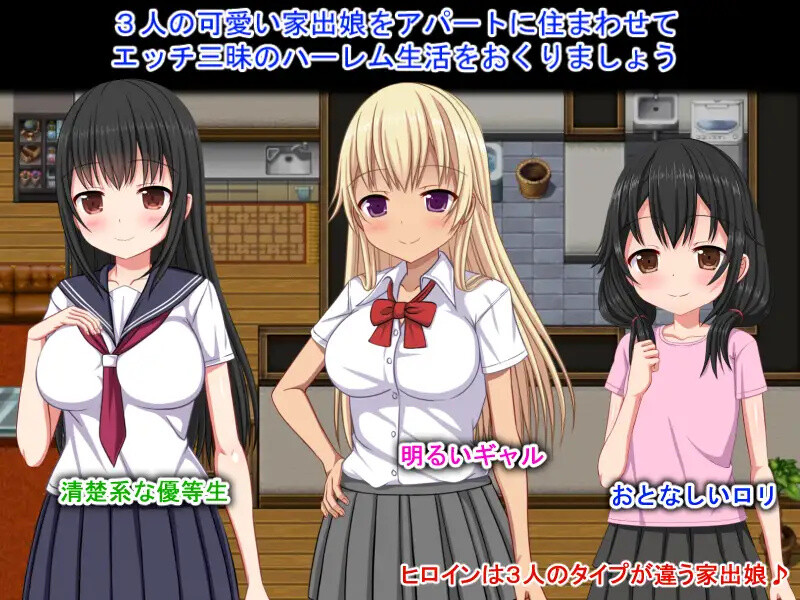 [日式RPG/官中] 梨佳庄～与离家出走女孩的后宫性生活～ いえで荘～家出娘とハーレム性活～ V1.2 官方中文版 [700M]