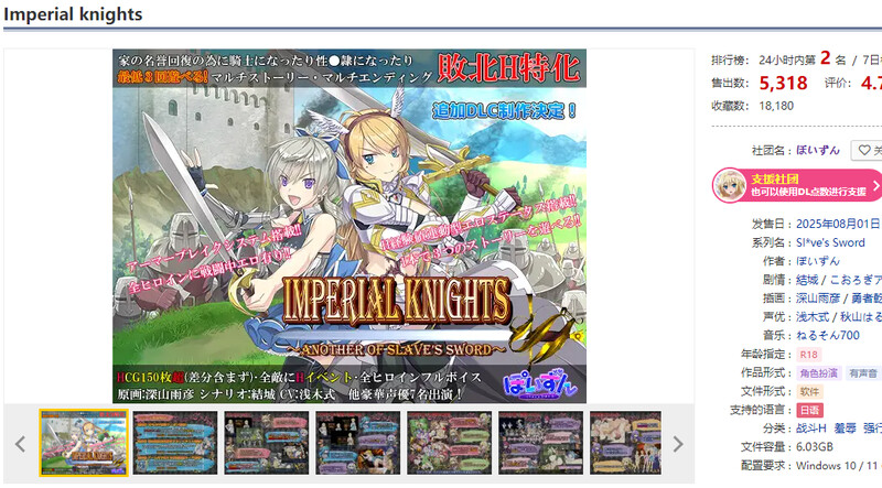 DL8月新作【爆款RPG/战斗H/异种X】帝国骑士（Imperial knights） AI汉化版 [6.90G]
