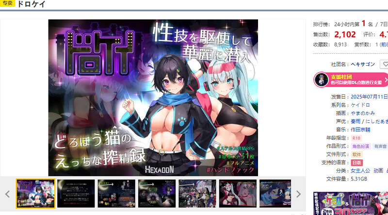 DL7月新作【大型RPG/战斗H/巨乳/爆乳/动态】盗贼猫的色情榨精记录（ドロケイ） Ver1.01 AI汉化版 [6.30G]